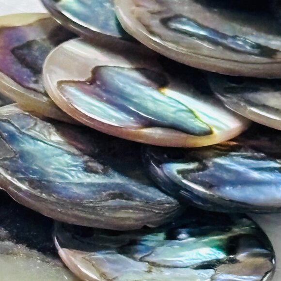 Abalone Shell Disc Bib Necklace Iridescent Statement Collar - Picture 7 of 13